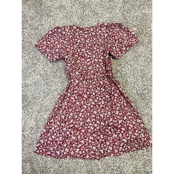 Madewell Wrap Dress Sz S Red Floral‎ Cotton Short Sleeve V-Neck Casual Cottage - Picture 12 of 15